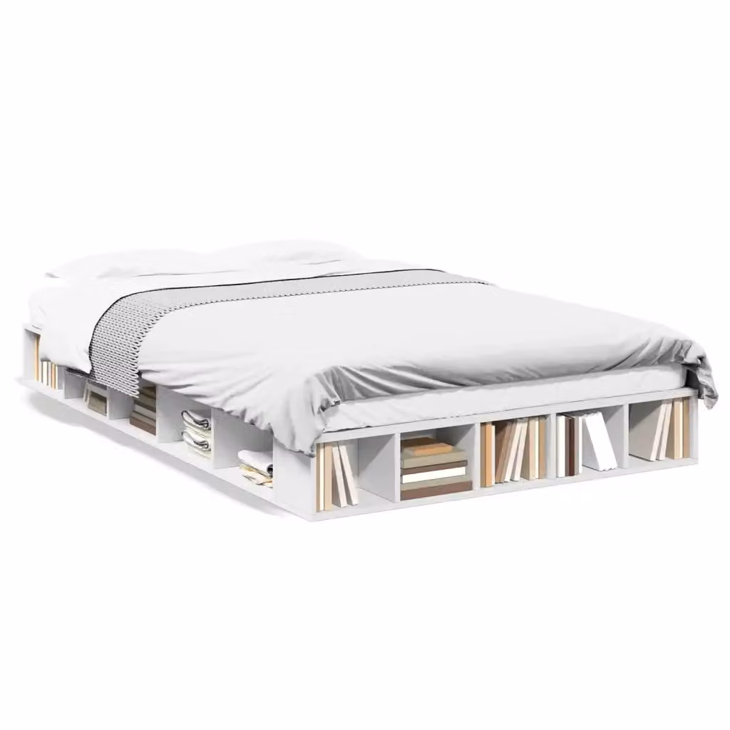 vidaXL Giroletto Bianco in Legno Multistrato con Doghe Fisse L: 120 cm, P: 200 cm – 2