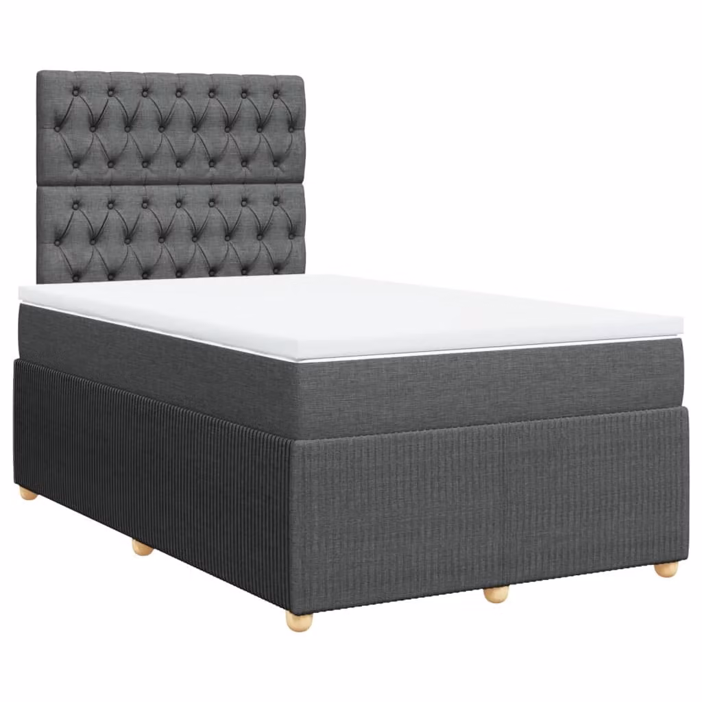 Giroletto a Molle con Materasso Grigio Scuro 120x190cm Tessuto