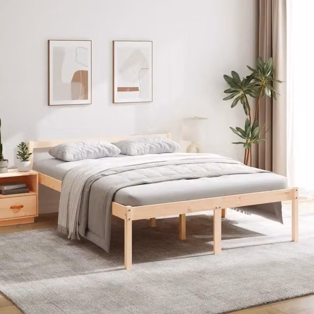 Letto per anziani vidaXL in legno massello di pino rustico L/P: 160 x 200 cm, H: 105 cm – 1