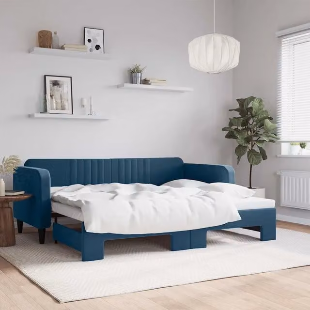 Divano Letto Moderno vidaXL Blu con Struttura Imbottita per Soggiorno e Camera da Letto L: 223 cm, P: 100 cm, H: 75 cm – 1