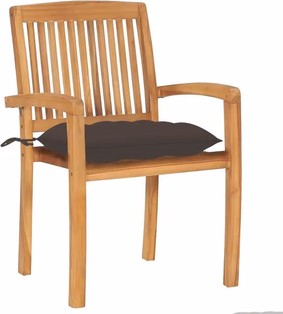 Sedie da Giardino 2 pz | Sedie da Esterno Cuscini Grigio Talpa in Teak Massello