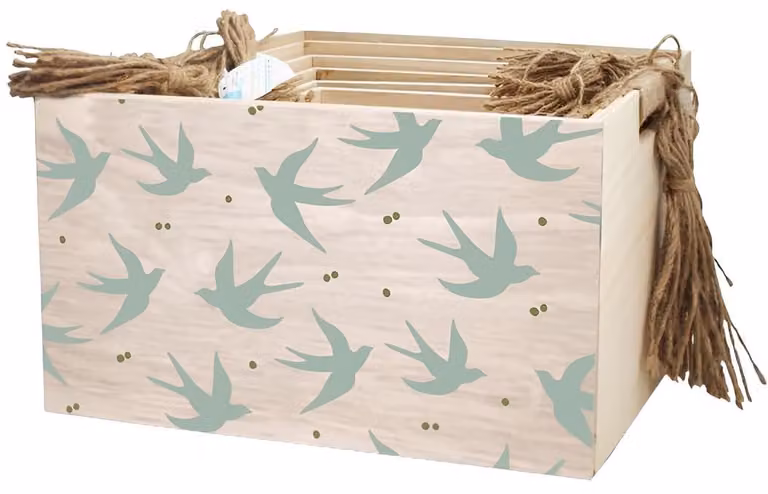 Solidchoice - Set di 6 scatole in legno bianco, dimensioni 25 x 15 x 12 cm