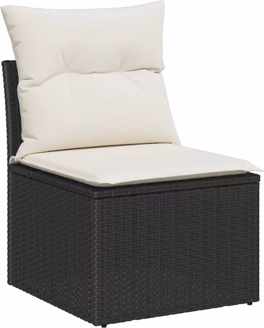 Set Divano da Giardino 3 pz | Set Salotto da Giardino Nero e bianco Poly Rattan