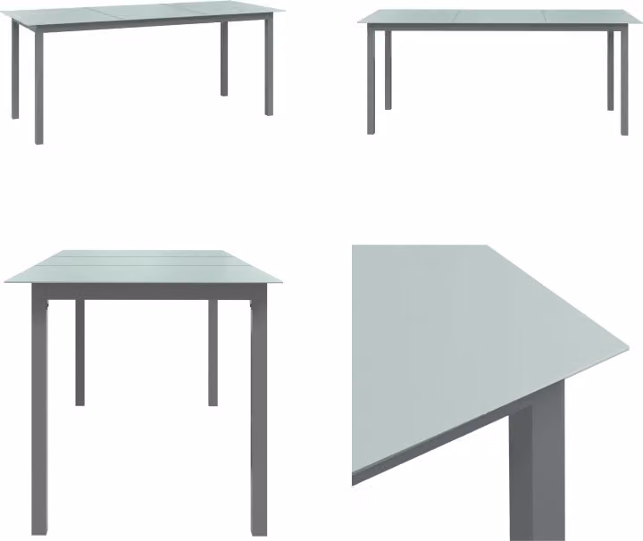 vidaXL Tavolo da giardino grigio chiaro 190x90x74 cm in alluminio e vetro - Tavolo da giardino - Tavoli da giardino - Tavolo - Tavoli