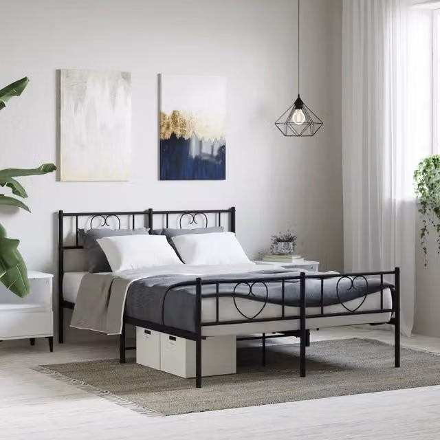 Giroletto vidaXL con pediera in metallo nero L/P: 160 x 200 cm