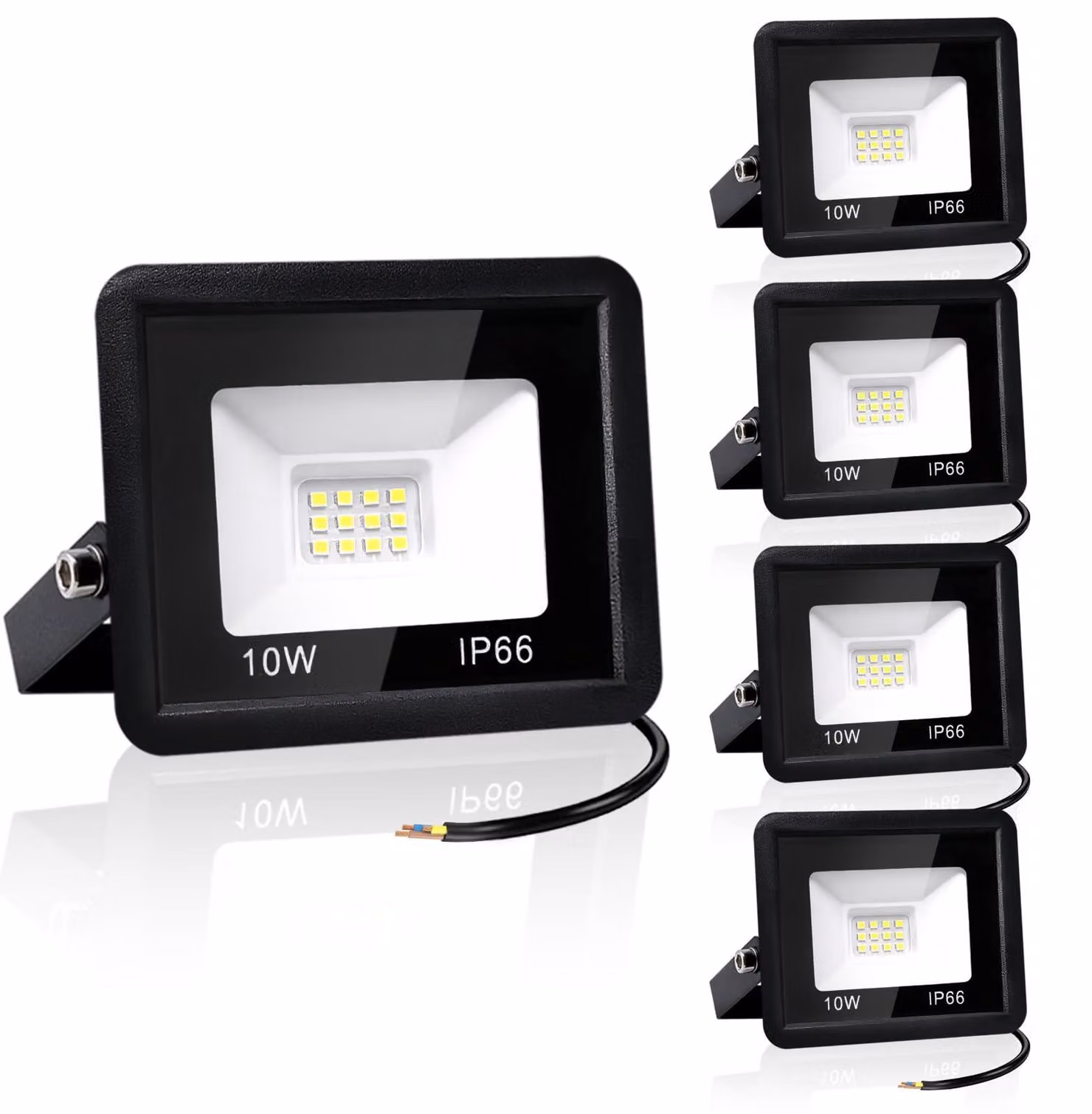 Set di 5 faretti LED, 10 W, luce bianca fredda, grado di protezione IP66, per uso esterno