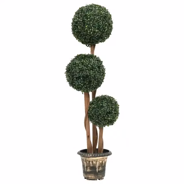 Pianta di Bosso Artificiale a Sfera con Vaso Verde DESIGN IN, Altezza: 119 cm