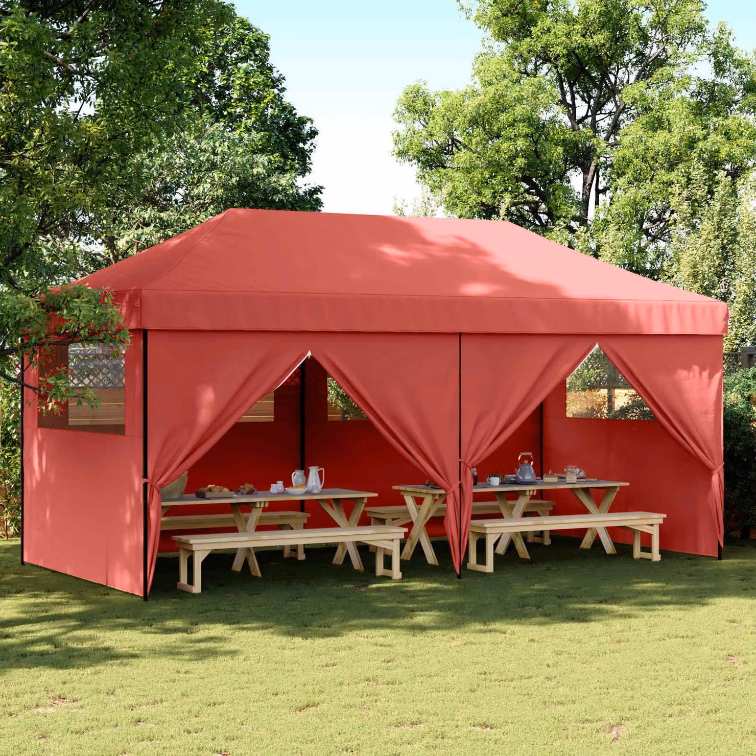 Maison Exclusive - Tenda per feste, dimensioni 292 x 580 x 315 cm, colore bordeaux, tessuto Oxford