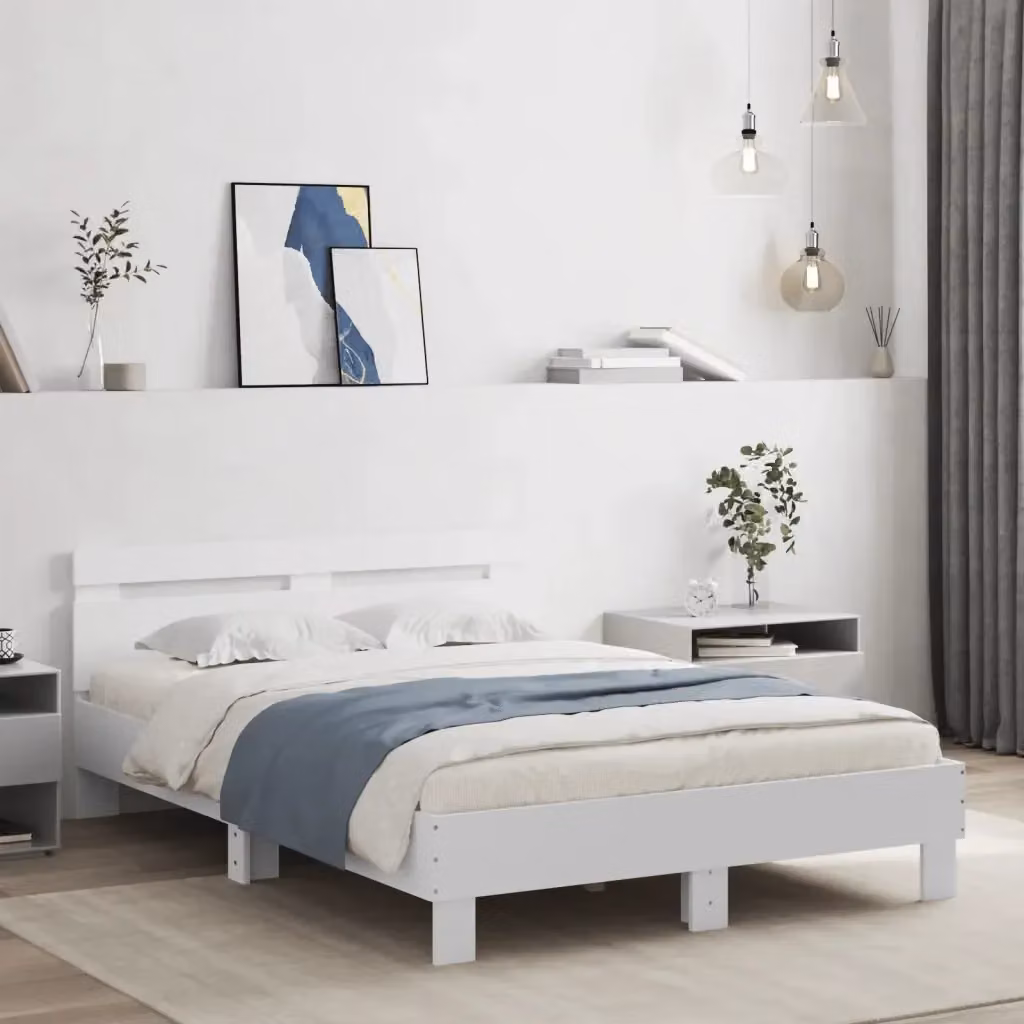 Letto matrimoniale Design In con testiera in legno multistrato bianco L/P/H: 120 x 200 cm – 2
