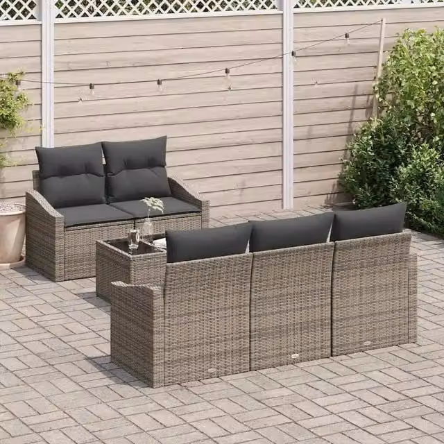 Set di divani 6 pz Grigio polyrattan 3355268
