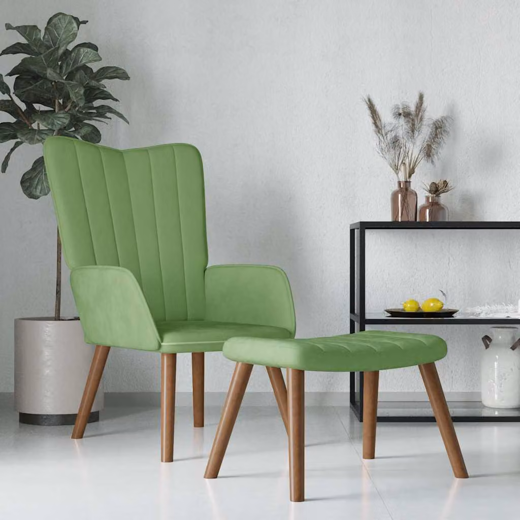 Maison Exclusive - Poltrona relax con poggiapiedi in velluto verde chiaro