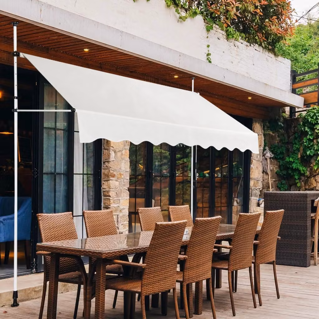 Tenda da sole retrattile DESIGN IN con bracci a goccia in alluminio e tessuto impermeabile beige L 250 x P 120 cm – 2