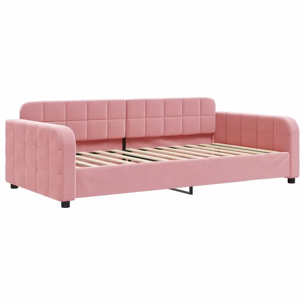 Letto da giorno rosa in velluto vidaXL L/P/H: 223 x 110 x 71 cm – 2