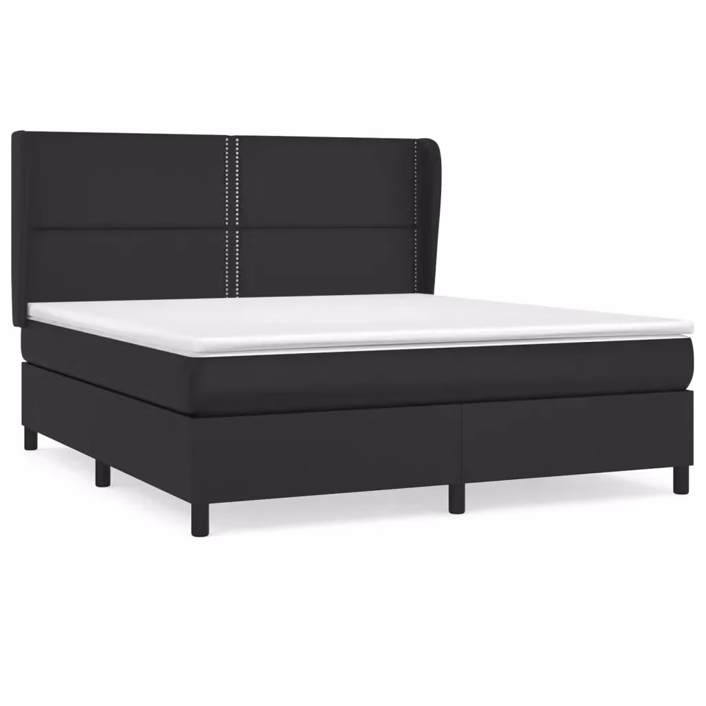 Letto con Giroletto a Molle e Materasso vidaXL in Similpelle Nero e Bianco L/P/H: 203 x 183 x 128 cm – 2