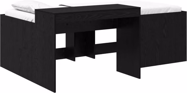 Letto alto per Bambini | Letto Infantile | Lettino con scrivania Nero Legno ingegnerizzato