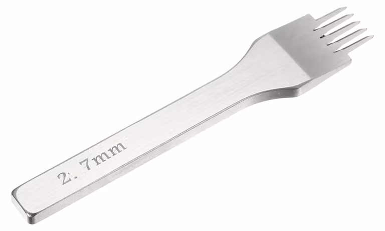 Pinza per fori di 2,7 mm, con 5 punte in acciaio bianco, ideale per la lavorazione del cuoio