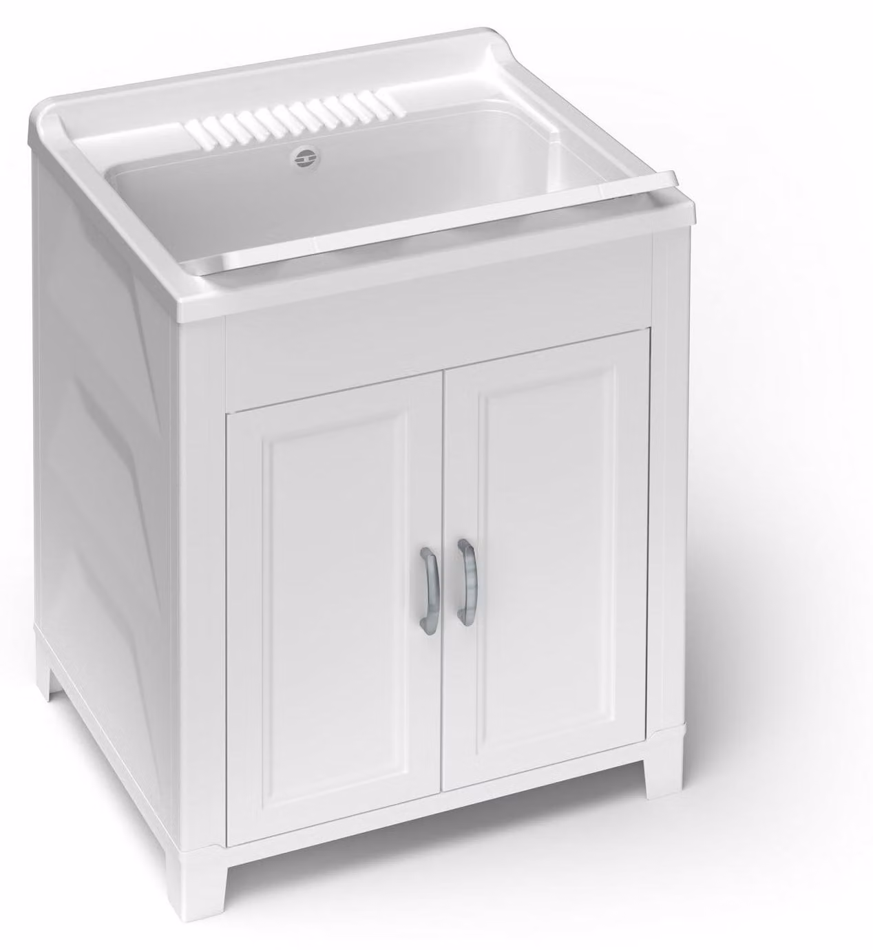 Lavabo con kit di montaggio e sifone, bianco, 60x50x85 cm