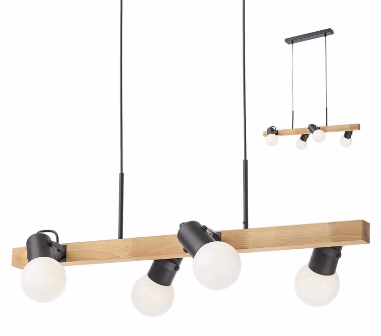 Lampada a sospensione Smarter TAFFI, 4 luci da 42W, attacco E27, colore nero