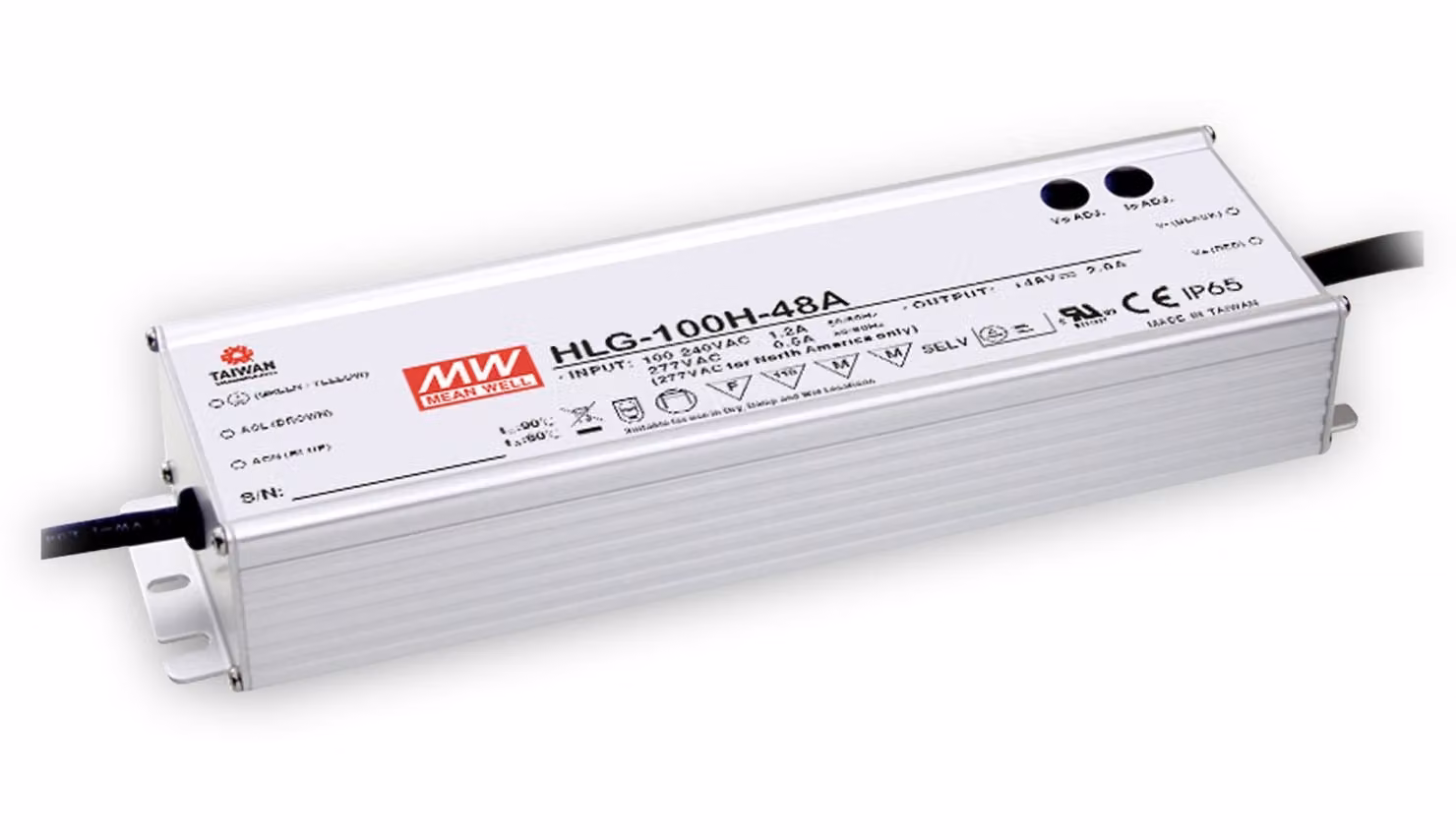 MEANWELL HLG-100H-42A, alimentatore AC-DC per installazione LED, alloggiamento in metallo, IP65 95W 42V 2,23A CV+CC