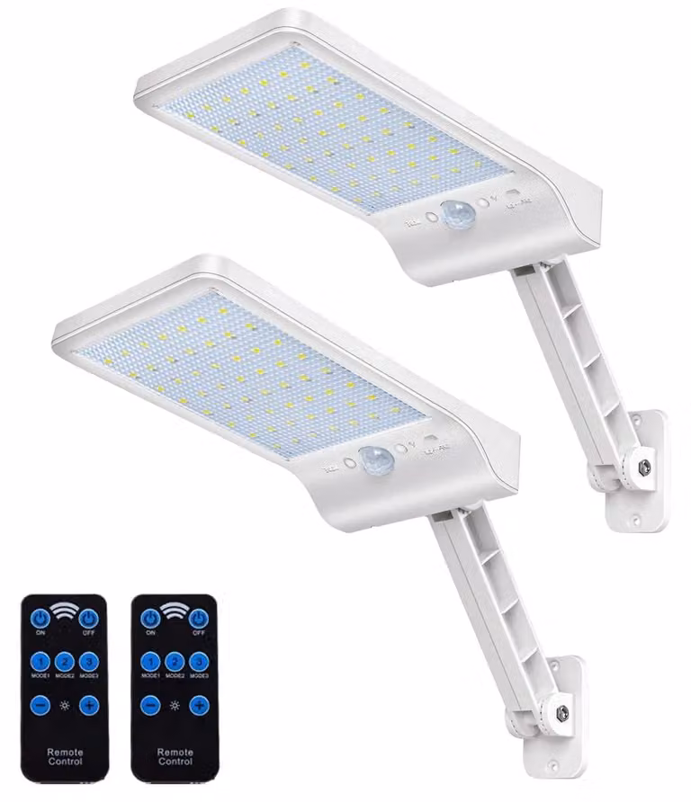 Lampada solare con 56 LED, sensore di movimento, grado di protezione IP65, colore bianco