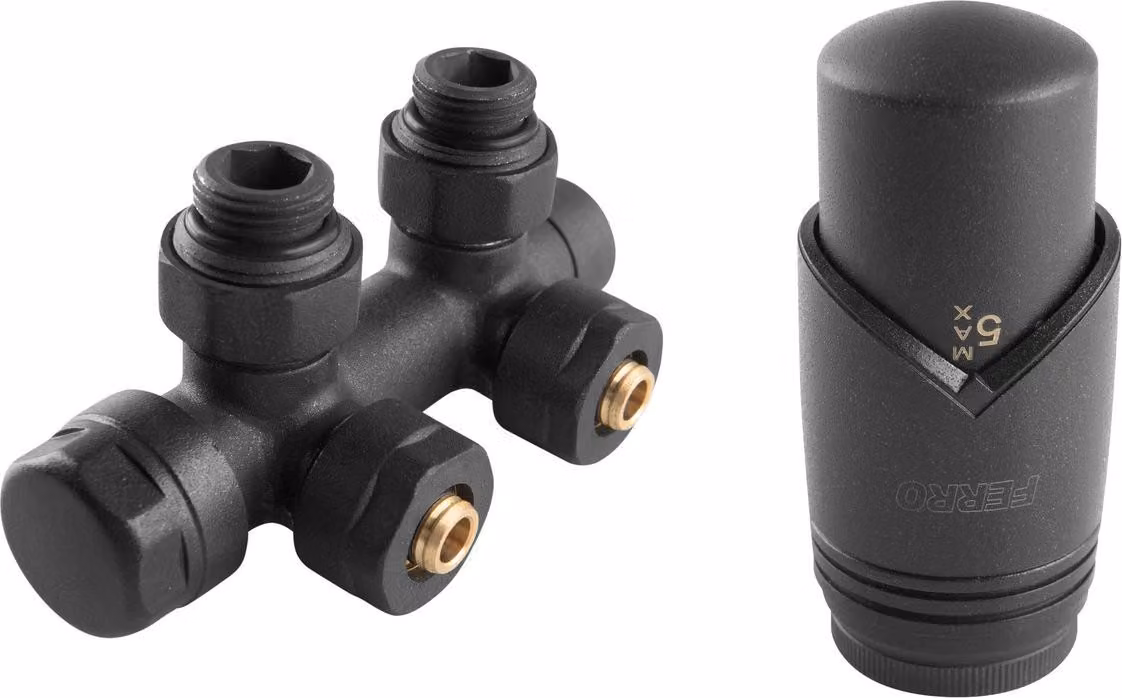 Set termostatico decorativo tipo ZTD30AT, combinato, angolare, antracite, senza preselezione