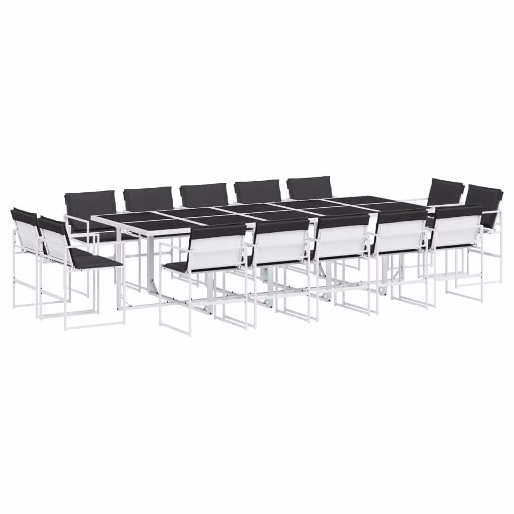 Set da Pranzo da Giardino 15 pz con Cuscini Bianco in Textilene