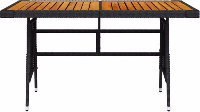 Tavolo da giardino rettangolare vidaXL in polyrattan e legno di acacia nero L: 130 cm, P: 70 cm, H: 72 cm