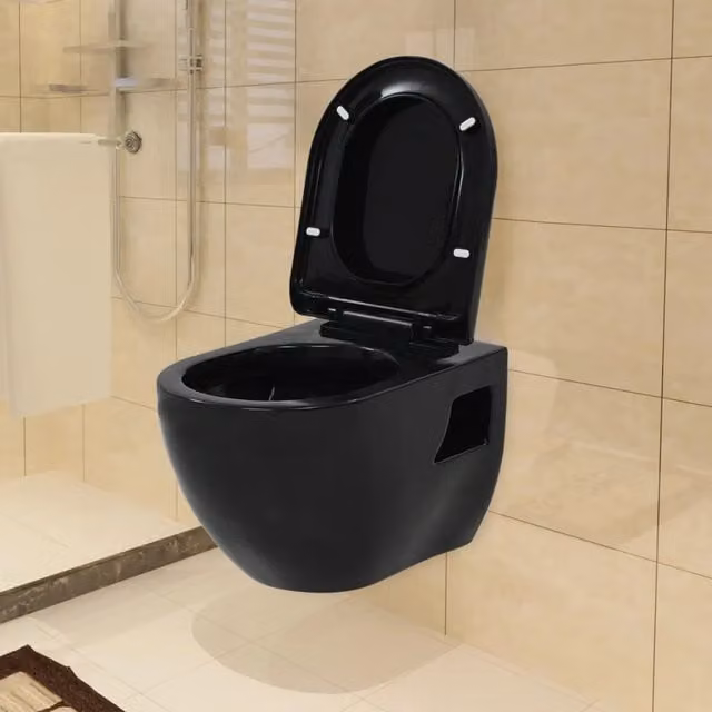 WC a Muro con Sciacquone Nascosto in Ceramica Nera CFW5514905