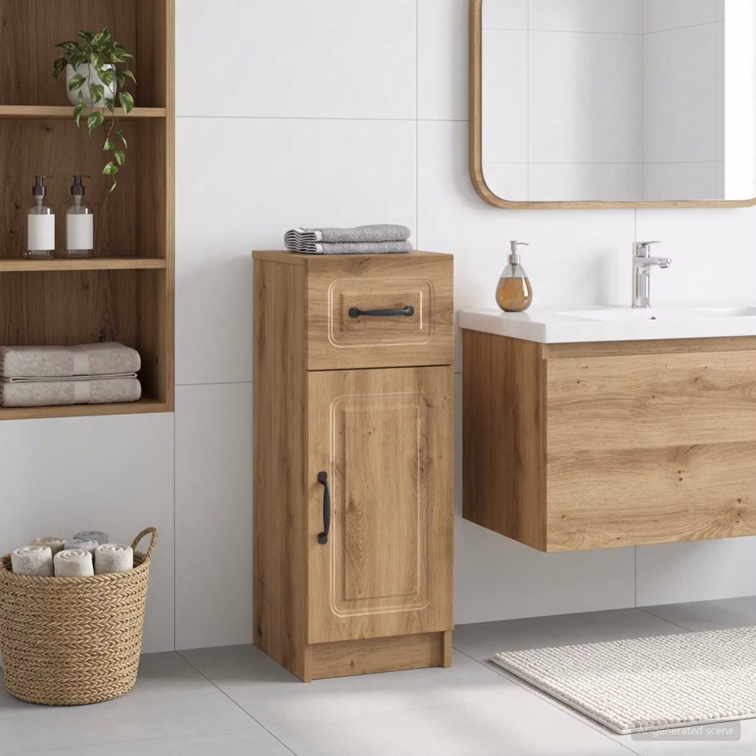 Mobiletto da bagno moderno vidaXL UTRECHT in legno marrone L 30 cm x P 31 cm x H 77 cm