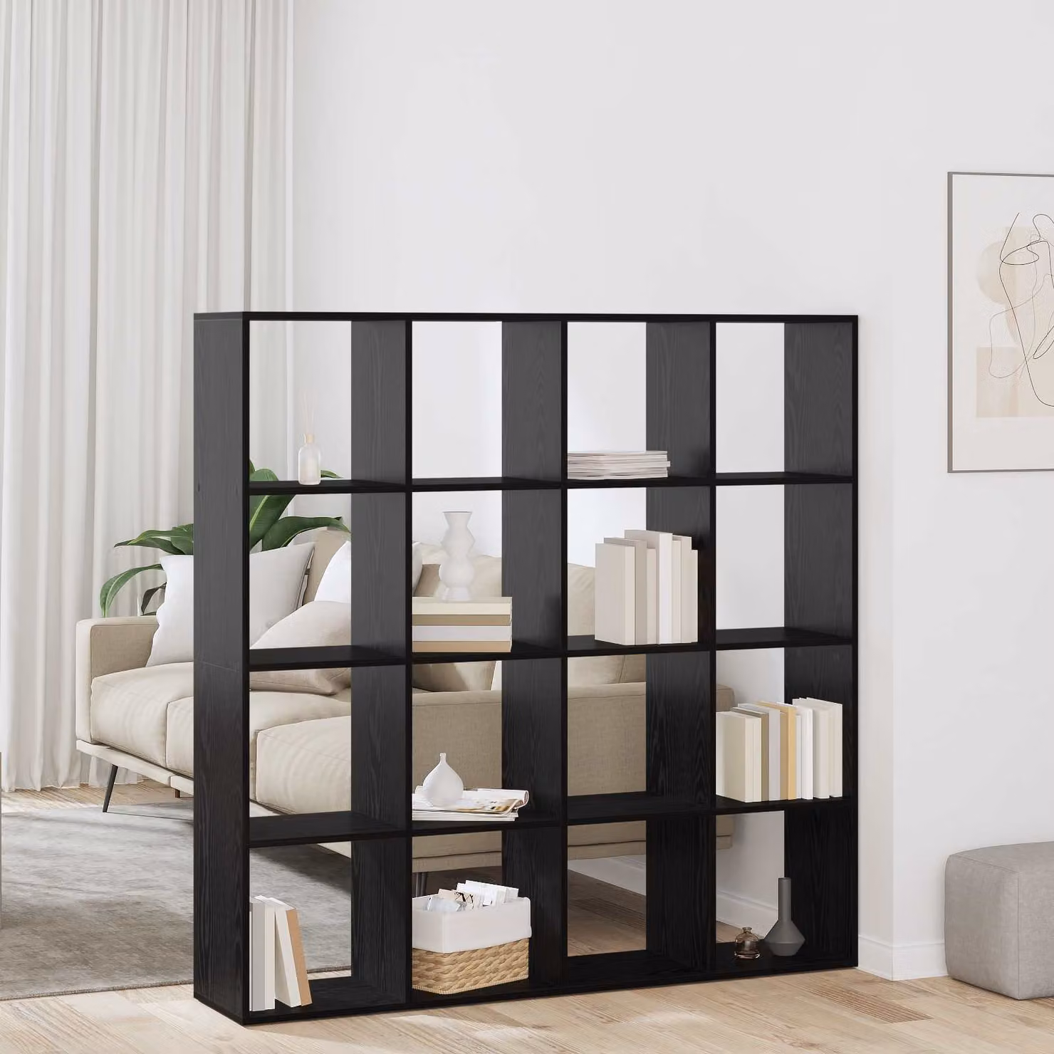 vidaXL Armadio per Libri Minimalista in MDF Rovere e Nero L: 137,5 cm, P: 29 cm, H: 137,5 cm – 1