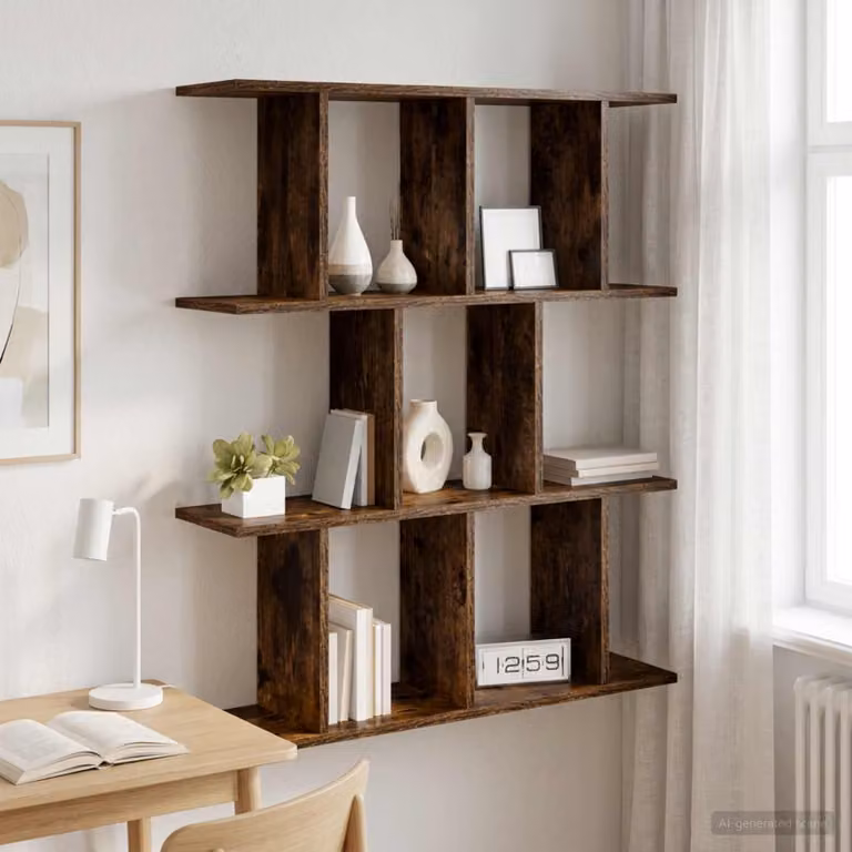 Scaffale da parete moderno vidaXL in legno Rovere Fumo, L: 80 cm, P: 20 cm, H: 96 cm