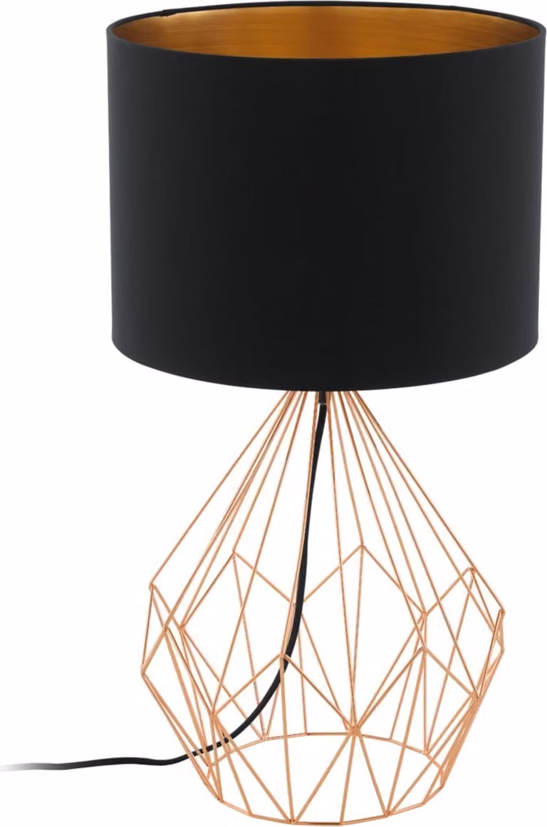 Lampada da Tavolo Contemporanea Pedregal 1 Acciaio Rame Tessuto Nero 1 E27