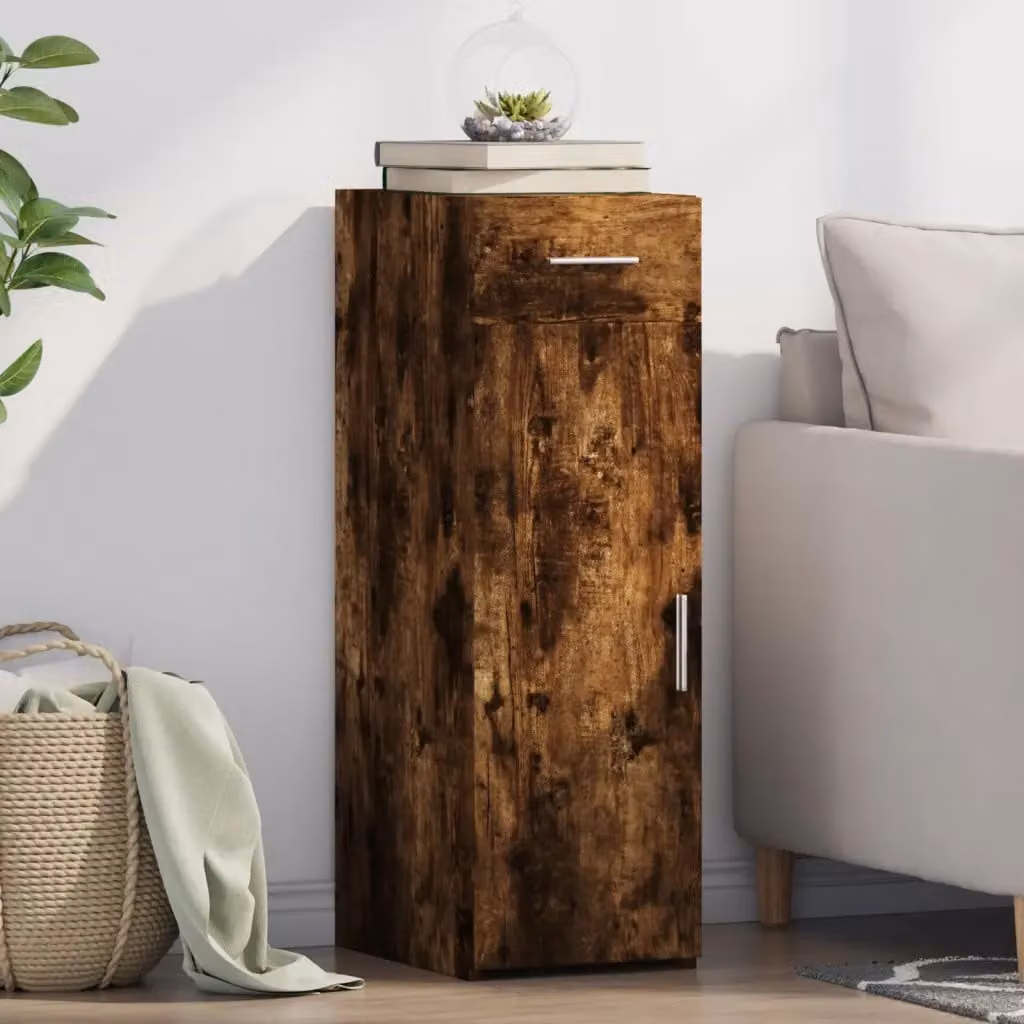 Credenza vidaXL in legno multistrato color rovere fumo, L: 30 cm, P: 42,5 cm, H: 93 cm