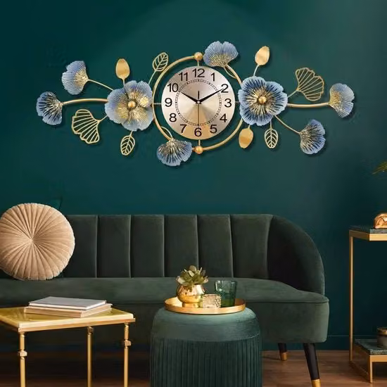 Oro Grande Orologio da Parete, 95x36cm Orologio da Parete Silenzioso, Decorazione Creativa Ginkgo Biloba, Decorazione d'Arte Silenziosa per Salotto Camera da Letto Cucina