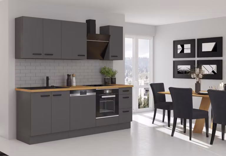 Cucina NESSA Basic 240 cm grigio antracite Cucina componibile Cucina a vista Cucina componibile