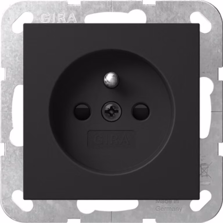Presa Gira con polo di terra + SP Sistema 55 Nero m 4485005