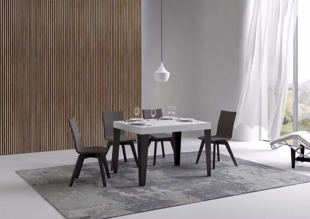 Tavolo Allungabile Moderno GIORDANOSHOP in MDF Laminato Bianco Frassino e Antracite L: 110-194 cm, P: 70 cm, H: 77 cm – 2