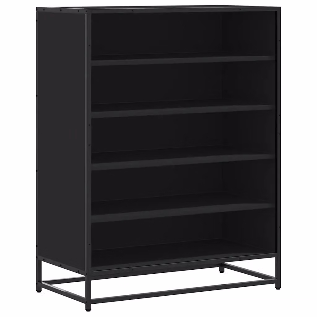 Scarpiera nera vidaXL in legno e metallo con ripiani piatti, L: 75 cm, P: 38 cm, H: 97,5 cm – 2