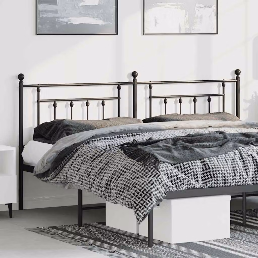 Testiera di ricambio in metallo nero lacca vidaXL per camera da letto, L: 198 cm
