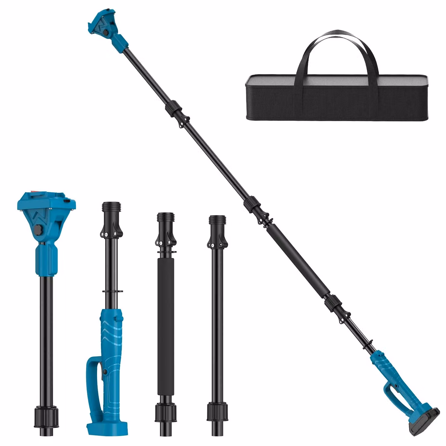 Prolunga per utensili da giardino - 2 metri, telescopica - regolabile a 180° - rotante - compatibile con potatori elettrici e motoseghe - senza batteria - compatibile con batterie da 18V