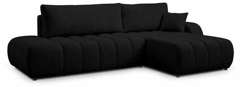 Divano angolare con funzione letto, modello Baloa, lato destro, colore Onyx