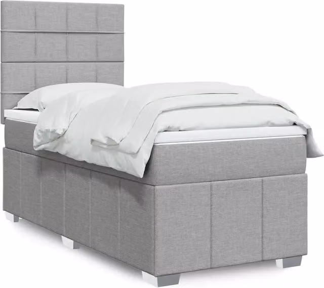 Giroletto a Molle con Materasso Grigio Chiaro100x200 cm Tessuto 3291579