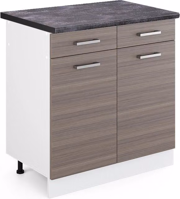 Mobiletto base per cucina R-Line Grigio nobile/Bianco 80 cm, PL Antracite Vicco