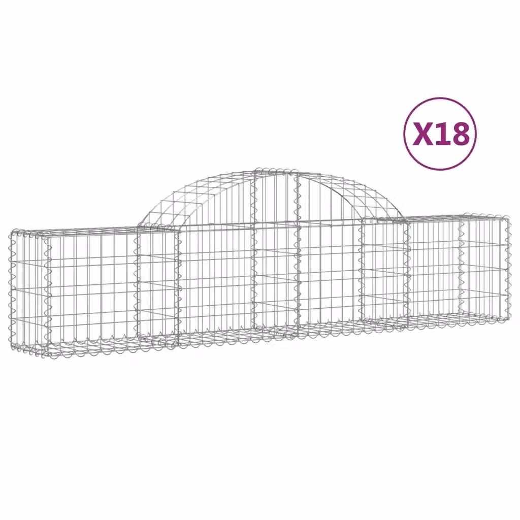 Set di 18 Cesti Gabbioni ad Arco Videx in Acciaio Zincato Colore Argento L: 200 cm, P: 30 cm, H: 40/60 cm – 2