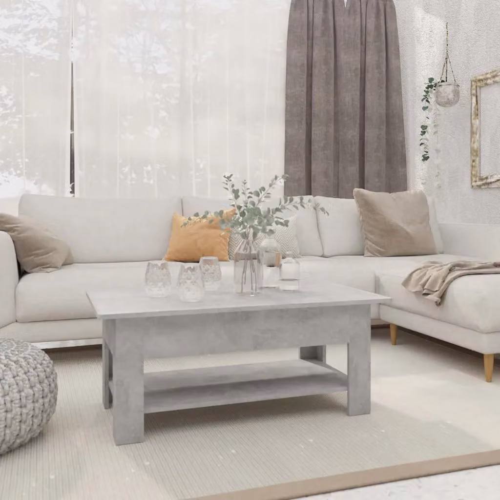 vidaXL Tavolino da Salotto Moderno Grigio in Truciolato e MDF L: 102 cm, P: 55 cm, H: 42 cm