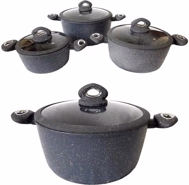 Set di 3 pentole e casseruole Bluementhal Bavaria in pietra lavica con rivestimento antiaderente ceramico nero – 1