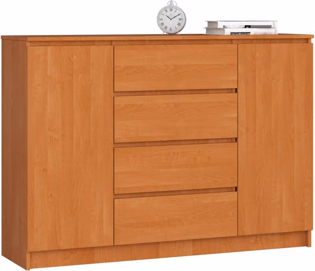Cassettiera AKORD K140 Ontano 138 cm 2 ante 4 cassetti 138x40x99 cm
