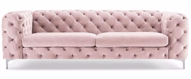 Chesterfield Sofa Dreisitzer Rosa Couchen Möbel Textil Wohnzimmer Couch Samt