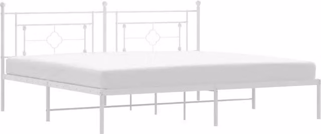 Letto matrimoniale per adulti con giroletto e testiera in metallo bianco L: 193 cm, P: 203 cm