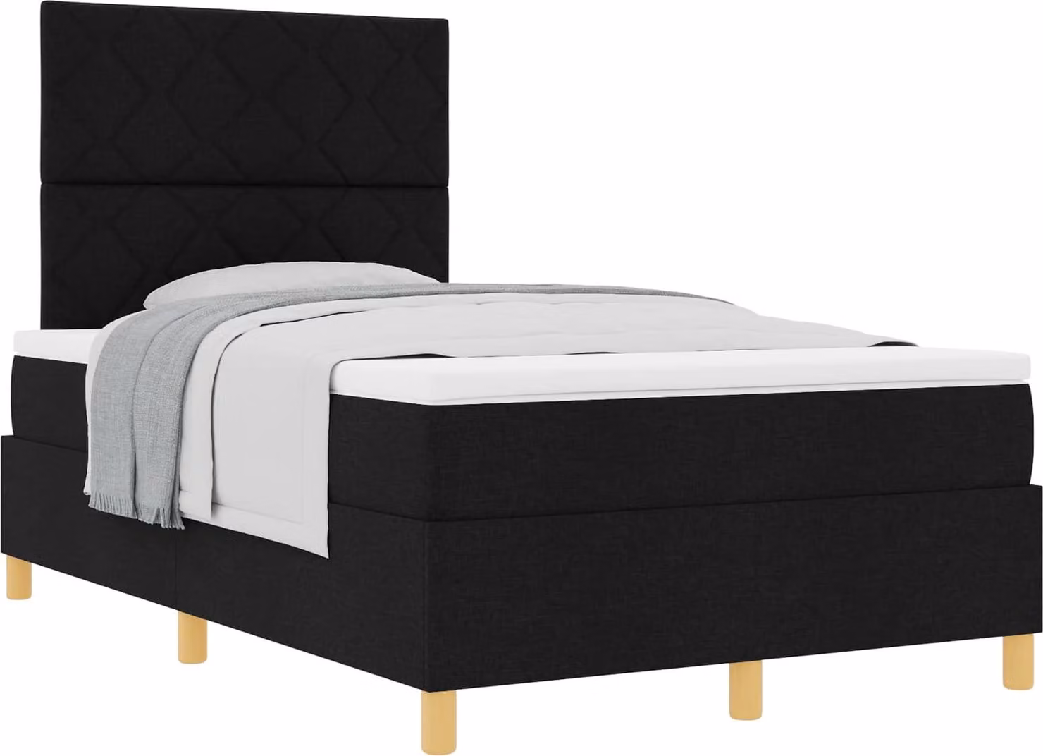 Letto a molle con materasso Nero 120 x 190 cm Tessuto